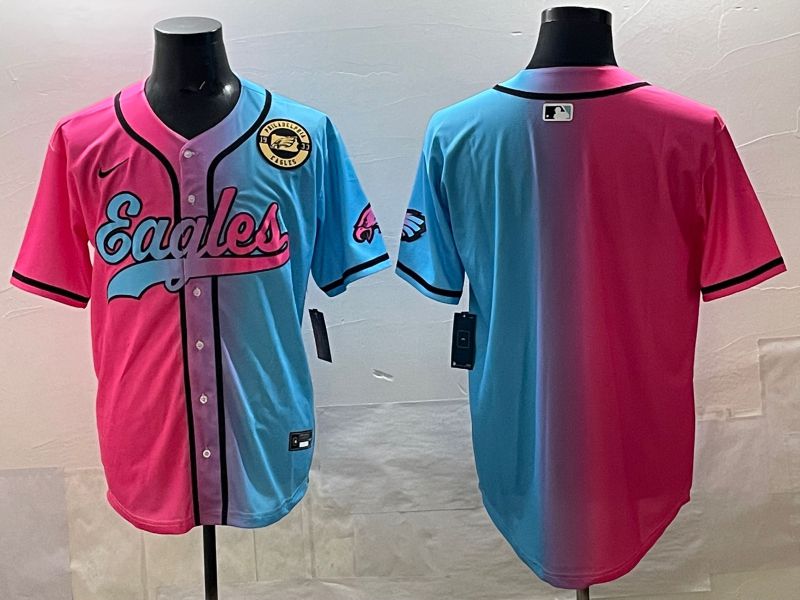 Men 2025 Philadelphia Eagles Blank Blue pink Nike Limited NFL Jersey style 02->philadelphia eagles->NFL Jersey